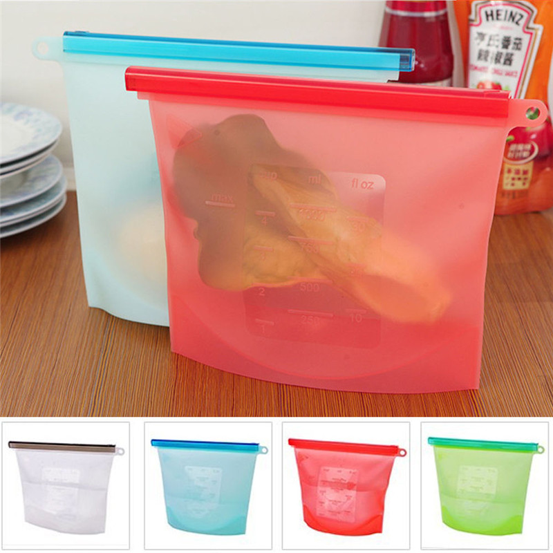  1.5L Silicone Fresh Bag Freezing Heating Storage Pouch Reusable Food Storage Bags