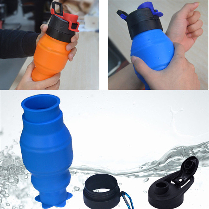 Silicone Foldable Collapsible Water Cups Bottle Outdoor Camping Cycling Hiking