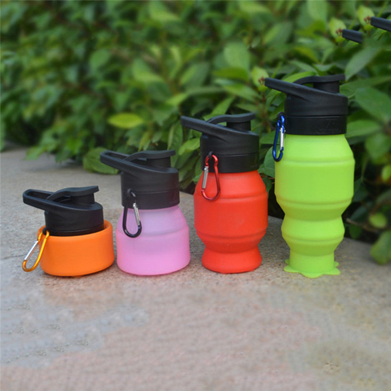 Silicone Foldable Collapsible Water Cups Bottle Outdoor Camping Cycling Hiking
