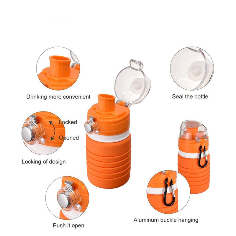 500ml Retractable Sport Kettle Silicone Folding Outdoor Cycling Bottle