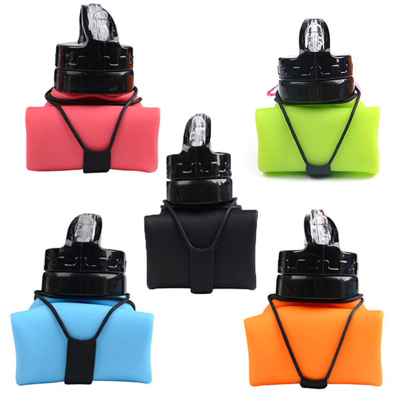 600ml Silicone Collapsible Drinkware Water Bottle Folding Travel Sports Creative