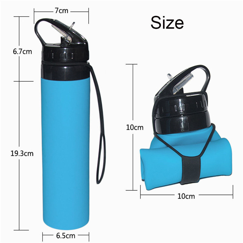 600ml Silicone Collapsible Drinkware Water Bottle Folding Travel Sports Creative