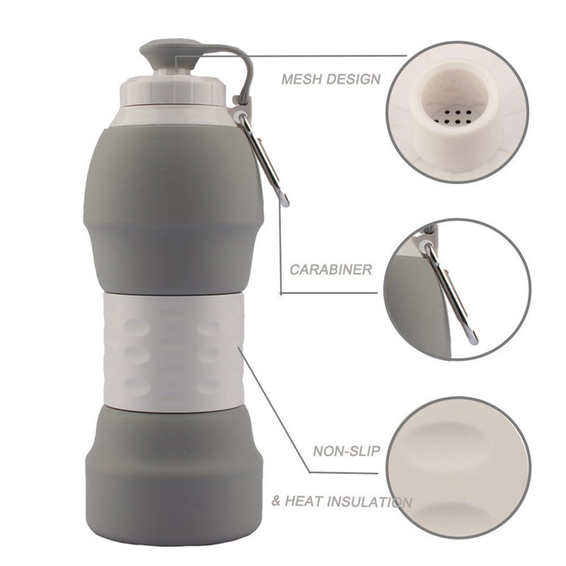 Collapsible Water Bottle - Foldable Silicon Sports Outdoor Travel Camping 