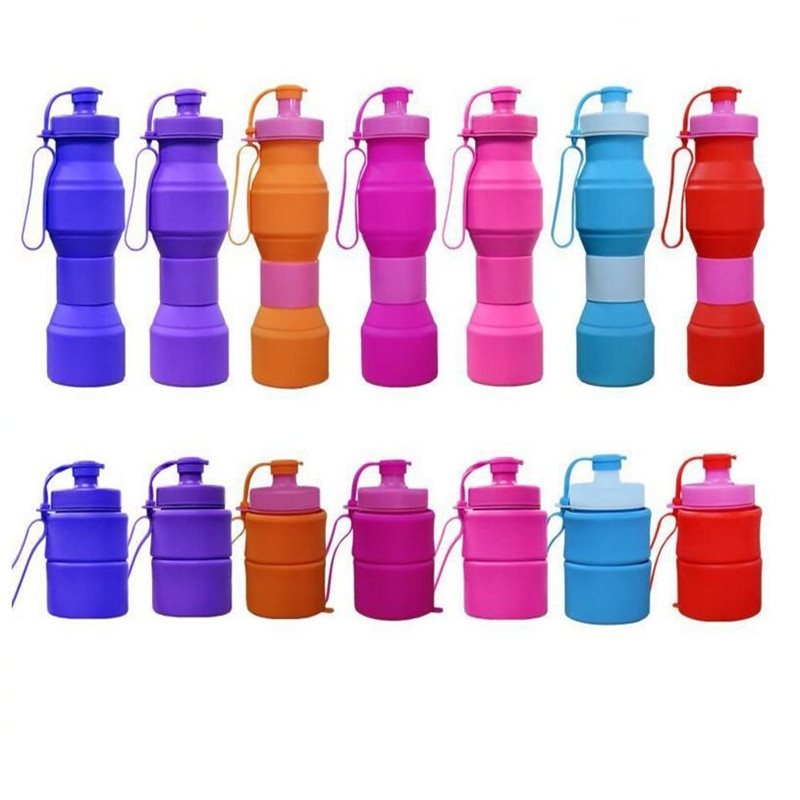 Colorfull Silicone Foldable Collapsible Water Cups Bottle Outdoor Camping Cycling Hiking 