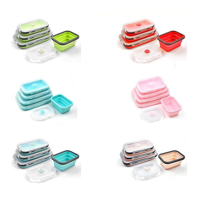 Kitchen Silicone Collapsible Non Stick Food Storage Lunch Box Container