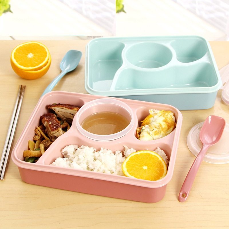 5 compartments Non-pollution Bento Lunch Box Picnic Food Container Storage Box