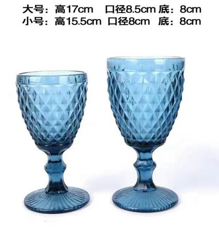 Factory direct European goblet color embossed wine glass hotel party creative goblet banquet goblet
