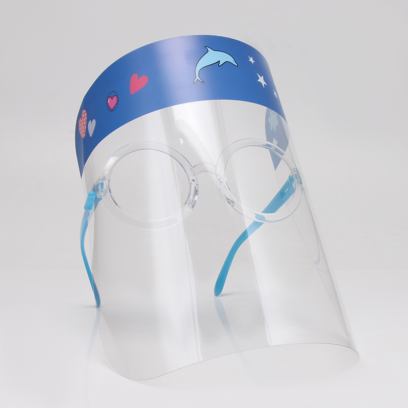 Transparent Protective Kids Child Safety Visor Face Facial Wear Glasses Clear kids face sheild Faceshield with Glasses Frame 